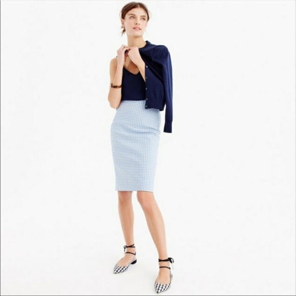 J. Crew Dresses & Skirts - J Crew No 2 Gingham Blue White Skirt